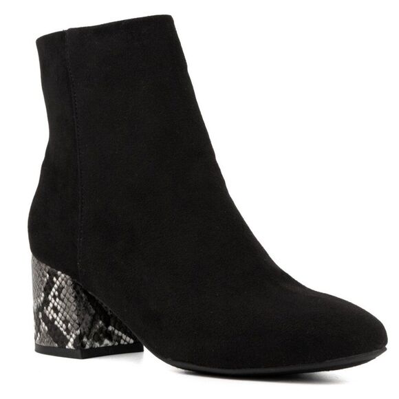 Sugar Womens Olive Microsuede Snake Print Ankle Boots - Picture 1 of 9